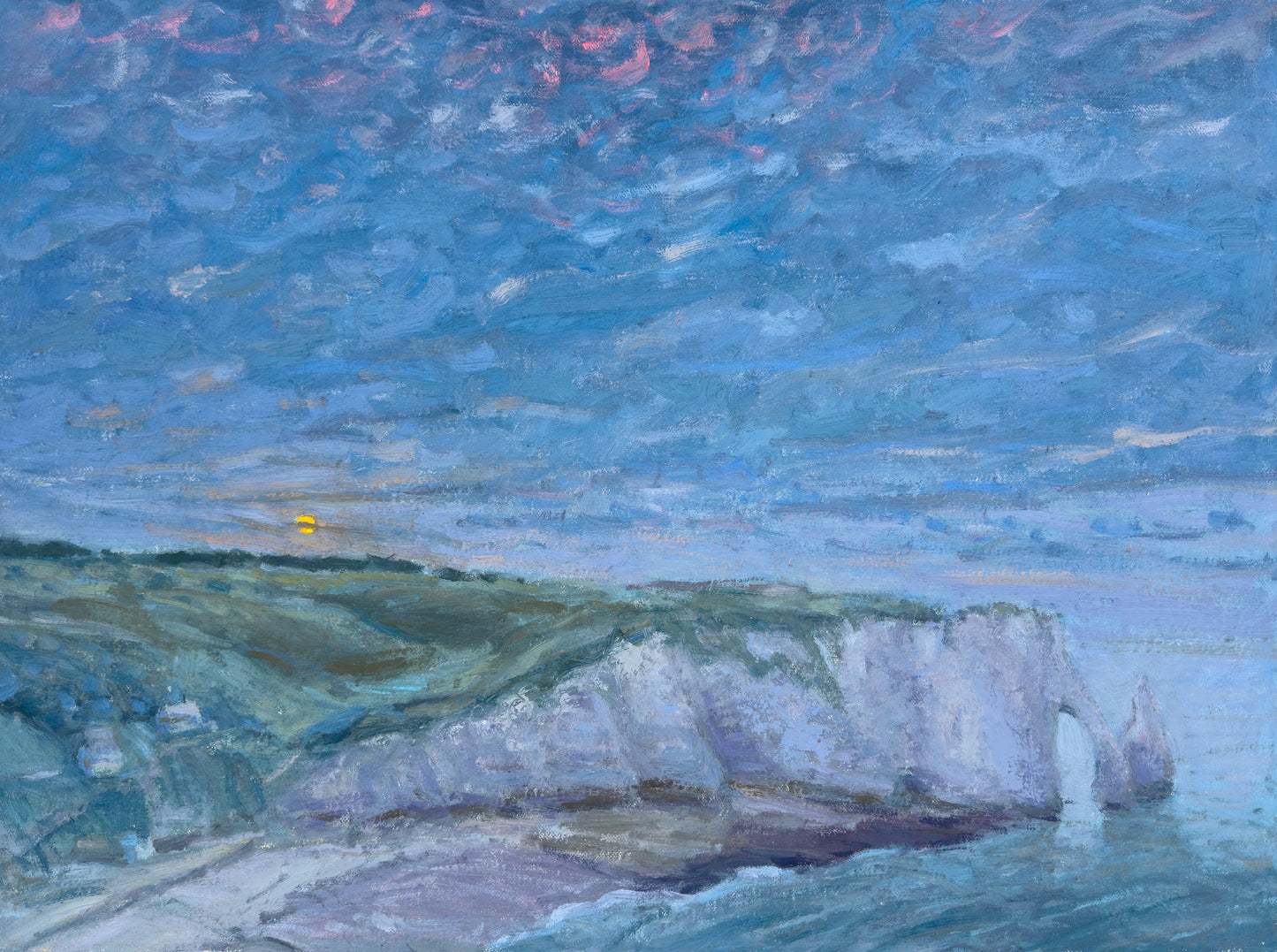 'Zachód księżyca w Étretat'